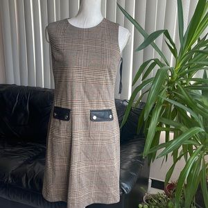 NWT Tommy Hilfiger sleeveless plaid dress with leather details size 4